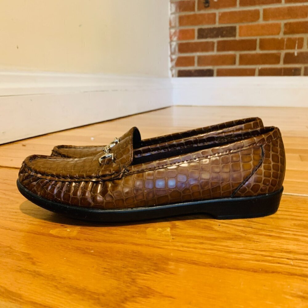 SAS Simplify Womens Size 8.5 M Brown Croc Shoes Leather Tripad Comfort Loafer - Picture 9 of 16